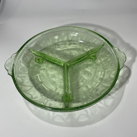 Green Glass Divided Serving PlatterSOLD SOLD SOLD - Picture 2 of 8